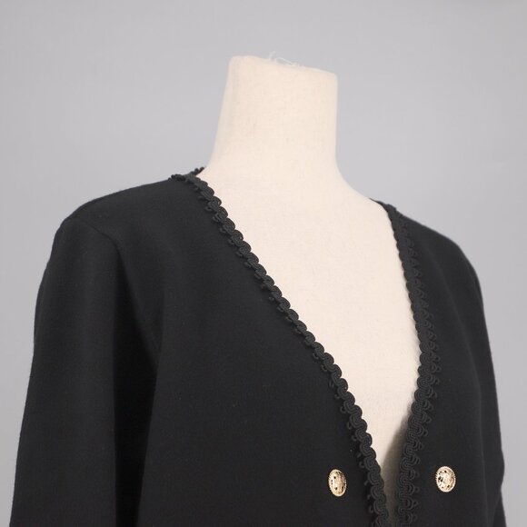 NWT SIONI Faux Double Breasted Scalloped Short Open Jacket Black Size M - Picture 5 of 12